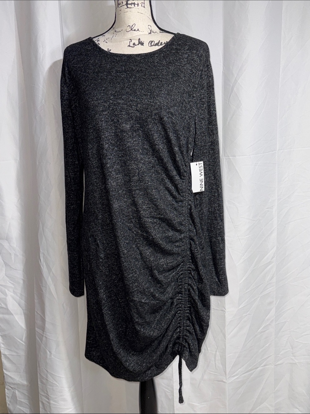 Nine West Dark Charcoal Long Sleeve Tunic Dress